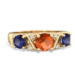 Fire Opal Hugs And Kisses 14K Yellow Gold ring R5016