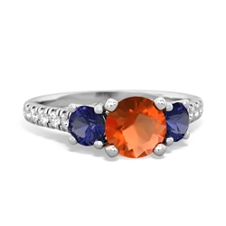 Fire Opal Pave Trellis 14K White Gold ring R5500