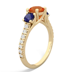 Fire Opal Pave Trellis 14K Yellow Gold ring R5500