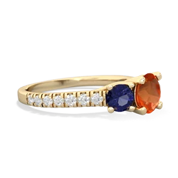 Fire Opal Pave Trellis 14K Yellow Gold ring R5500