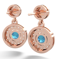 Fire Opal Halo Dangle 14K Rose Gold earrings E5319