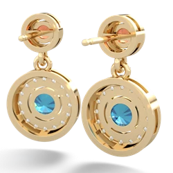 Fire Opal Halo Dangle 14K Yellow Gold earrings E5319