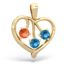 Fire Opal Glowing Heart 14K Yellow Gold pendant P2233