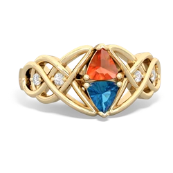 Fire Opal Keepsake Celtic Knot 14K Yellow Gold ring R5300