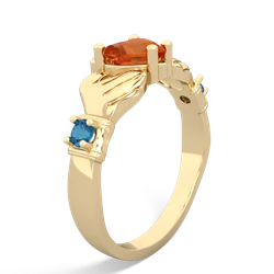 Fire Opal Claddagh Keepsake 14K Yellow Gold ring R5245