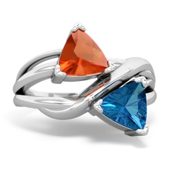 Fire Opal Split Band Swirl 14K White Gold ring R2341