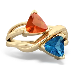 Fire Opal Split Band Swirl 14K Yellow Gold ring R2341