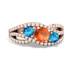 Fire Opal Three Stone Aurora 14K Rose Gold ring R3080