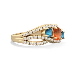 Fire Opal Three Stone Aurora 14K Yellow Gold ring R3080