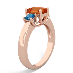 Fire Opal Three Stone Emerald-Cut Trellis 14K Rose Gold ring R4021