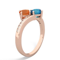 Fire Opal Channel Set Two Stone 14K Rose Gold ring R5303