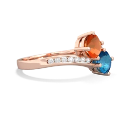 Fire Opal Channel Set Two Stone 14K Rose Gold ring R5303