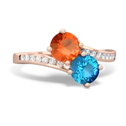 Fire Opal Channel Set Two Stone 14K Rose Gold ring R5303