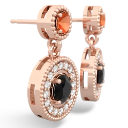 Fire Opal Halo Dangle 14K Rose Gold earrings E5319