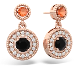 Fire Opal Halo Dangle 14K Rose Gold earrings E5319