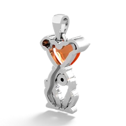 Fire Opal Puppy Love 14K White Gold pendant P5800