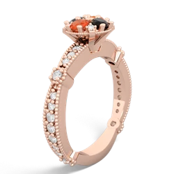 Fire Opal Sparkling Tiara Cluster 14K Rose Gold ring R26293RD