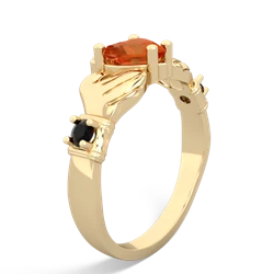 Fire Opal Claddagh Keepsake 14K Yellow Gold ring R5245