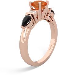 Fire Opal 6Mm Round Eternal Embrace Engagement 14K Rose Gold ring R2005