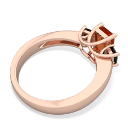 Fire Opal Three Stone Emerald-Cut Trellis 14K Rose Gold ring R4021