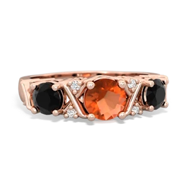 Fire Opal Hugs And Kisses 14K Rose Gold ring R5016