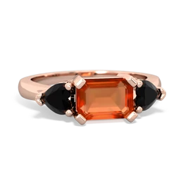 Fire Opal Three Stone 14K Rose Gold ring R5235