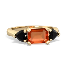 Fire Opal Three Stone 14K Yellow Gold ring R5235