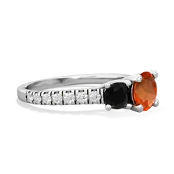 Fire Opal Pave Trellis 14K White Gold ring R5500