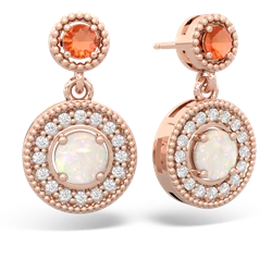 Fire Opal Halo Dangle 14K Rose Gold earrings E5319