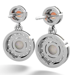 Fire Opal Halo Dangle 14K White Gold earrings E5319