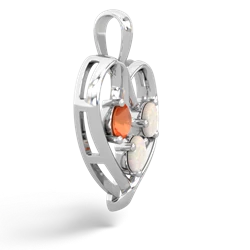 Fire Opal Glowing Heart 14K White Gold pendant P2233