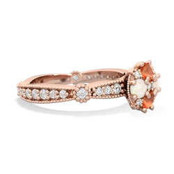 Fire Opal Sparkling Tiara Cluster 14K Rose Gold ring R26293RD