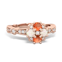 Fire Opal Sparkling Tiara Cluster 14K Rose Gold ring R26293RD