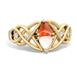 Fire Opal Keepsake Celtic Knot 14K Yellow Gold ring R5300