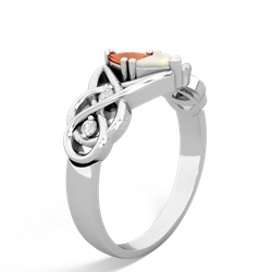 Fire Opal Keepsake Celtic Knot 14K White Gold ring R5300