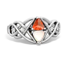 Fire Opal Keepsake Celtic Knot 14K White Gold ring R5300