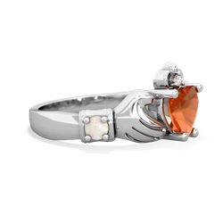 Fire Opal Claddagh Keepsake 14K White Gold ring R5245