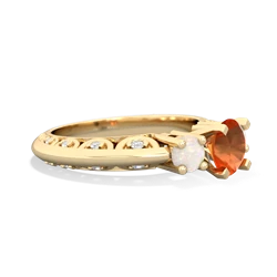 Fire Opal Art Deco Eternal Embrace Engagement 14K Yellow Gold ring C2003