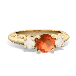 Fire Opal Art Deco Eternal Embrace Engagement 14K Yellow Gold ring C2003