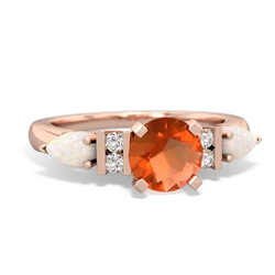 Fire Opal 6Mm Round Eternal Embrace Engagement 14K Rose Gold ring R2005