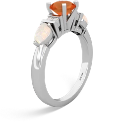 Fire Opal 6Mm Round Eternal Embrace Engagement 14K White Gold ring R2005