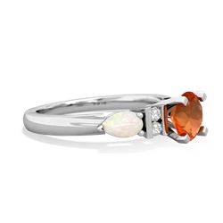 Fire Opal 6Mm Round Eternal Embrace Engagement 14K White Gold ring R2005