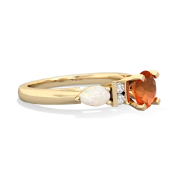 Fire Opal 6Mm Round Eternal Embrace Engagement 14K Yellow Gold ring R2005