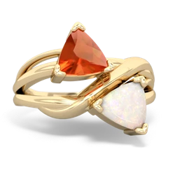 Fire Opal Split Band Swirl 14K Yellow Gold ring R2341