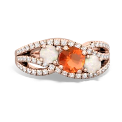 Fire Opal Three Stone Aurora 14K Rose Gold ring R3080