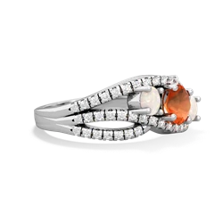 Fire Opal Three Stone Aurora 14K White Gold ring R3080