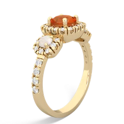 Fire Opal Regal Halo 14K Yellow Gold ring R5350