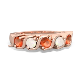 Fire Opal Anniversary Band 14K Rose Gold ring R2089