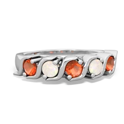 Fire Opal Anniversary Band 14K White Gold ring R2089