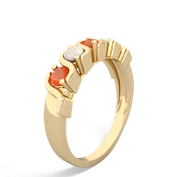 Fire Opal Anniversary Band 14K Yellow Gold ring R2089